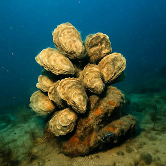 oysters in an oyster bed