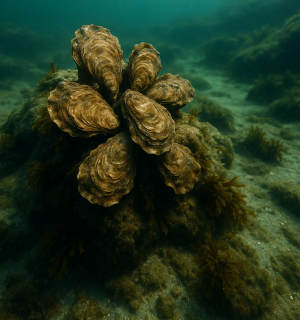oysters in an oyster bed