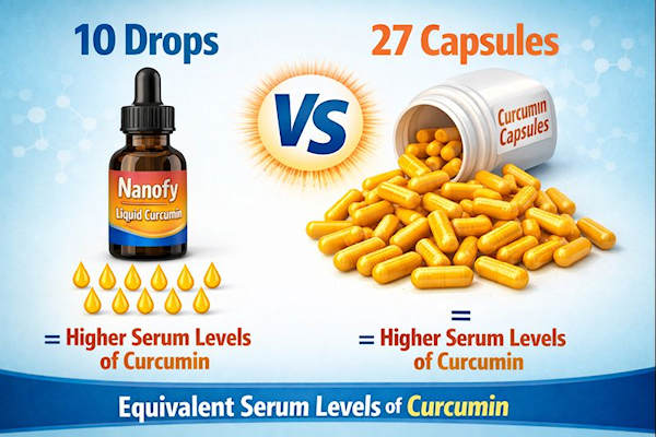 10 drops versus 27 capsules of curcumin